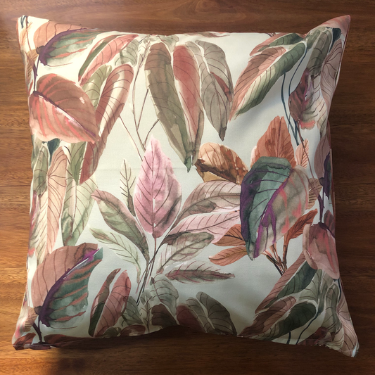 Folorium Cushion Cover in Raspberry Pinks & Greens