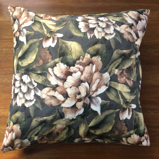 Powder Flowers Cushion Cover in Antique Greens