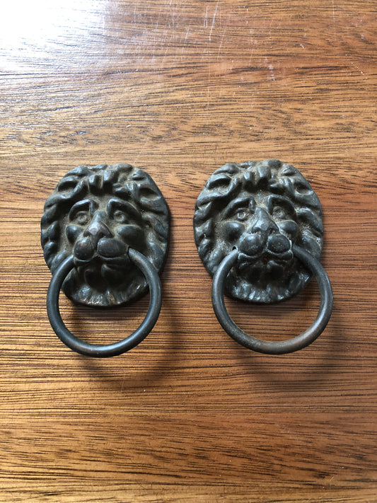 Vintage lion drawer pulls