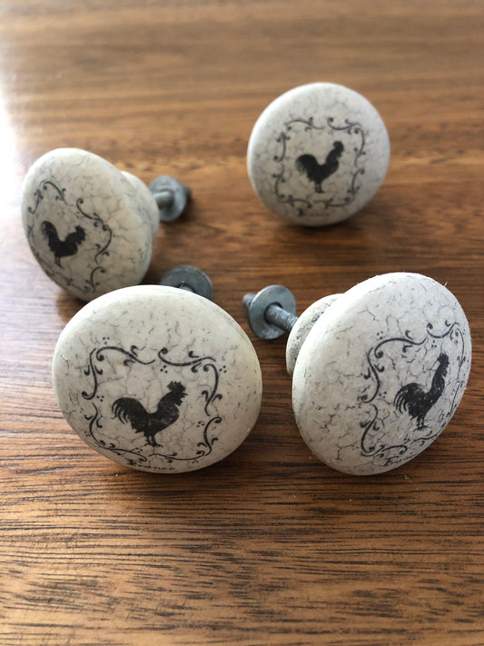 Vintage rooster cupboard knobs