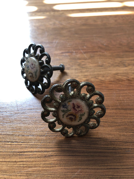 Vintage embroidered drawer handles